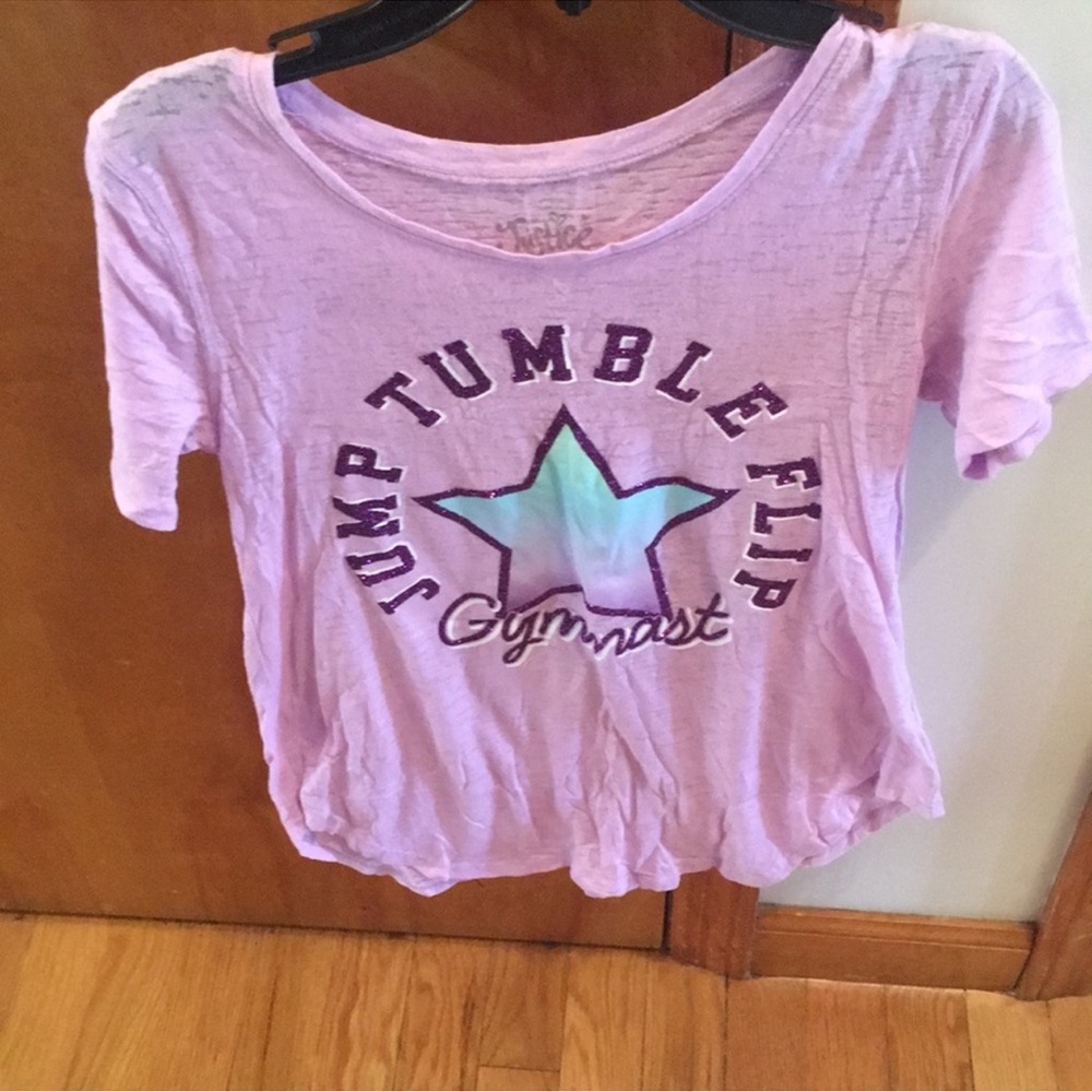 Justice Purple Short Sleeve Tee with Star Graphic
